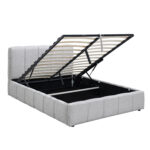 ΚΡΕΒΑΤΙ ΔΙΠΛΟ ΜΕ ΑΠΟΘ.ΧΩΡΟ ENYA HM763.03 ΑΝΟΙΧΤΟ ΜΠΕΖ ΥΦΑΣΜΑ --ΓΙΑ ΣΤΡΩΜΑ 160x200εκ - Image 4