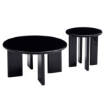ΣΕΤ 2 ΤΡΑΠΕΖΙΑ ΣΑΛΟΝΙΟΥ FLIX HM18452.02 MDF ΣΕ GLOSSY ΜΑΥΡΟ Φ80 & Φ50εκ
