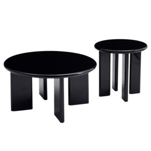 ΣΕΤ 2 ΤΡΑΠΕΖΙΑ ΣΑΛΟΝΙΟΥ FLIX HM18452.02 MDF ΣΕ GLOSSY ΜΑΥΡΟ Φ80 & Φ50εκ