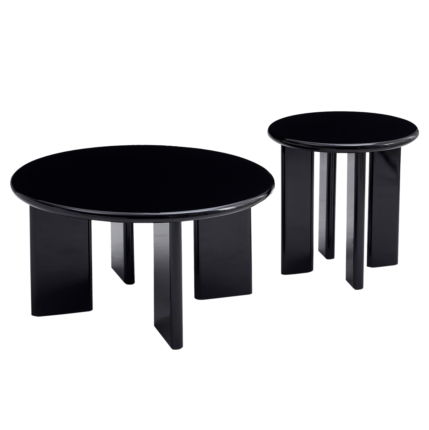 HM18452.02 ΣΕΤ 2 ΤΡΑΠΕΖΙΑ ΣΑΛΟΝΙΟΥ FLIX HM18452.02 MDF ΣΕ GLOSSY ΜΑΥΡΟ Φ80 & Φ50εκ - Image 1