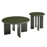 ΣΕΤ 2 ΤΡΑΠΕΖΙΑ ΣΑΛΟΝΙΟΥ FLIX HM18452.07 MDF ΣΕ GLOSSY ΠΡΑΣΙΝΟ Φ80 & Φ50εκ