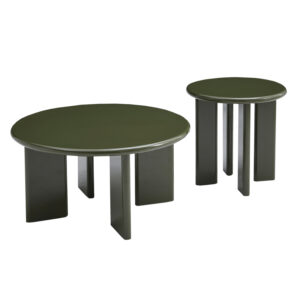 ΣΕΤ 2 ΤΡΑΠΕΖΙΑ ΣΑΛΟΝΙΟΥ FLIX HM18452.07 MDF ΣΕ GLOSSY ΠΡΑΣΙΝΟ Φ80 & Φ50εκ