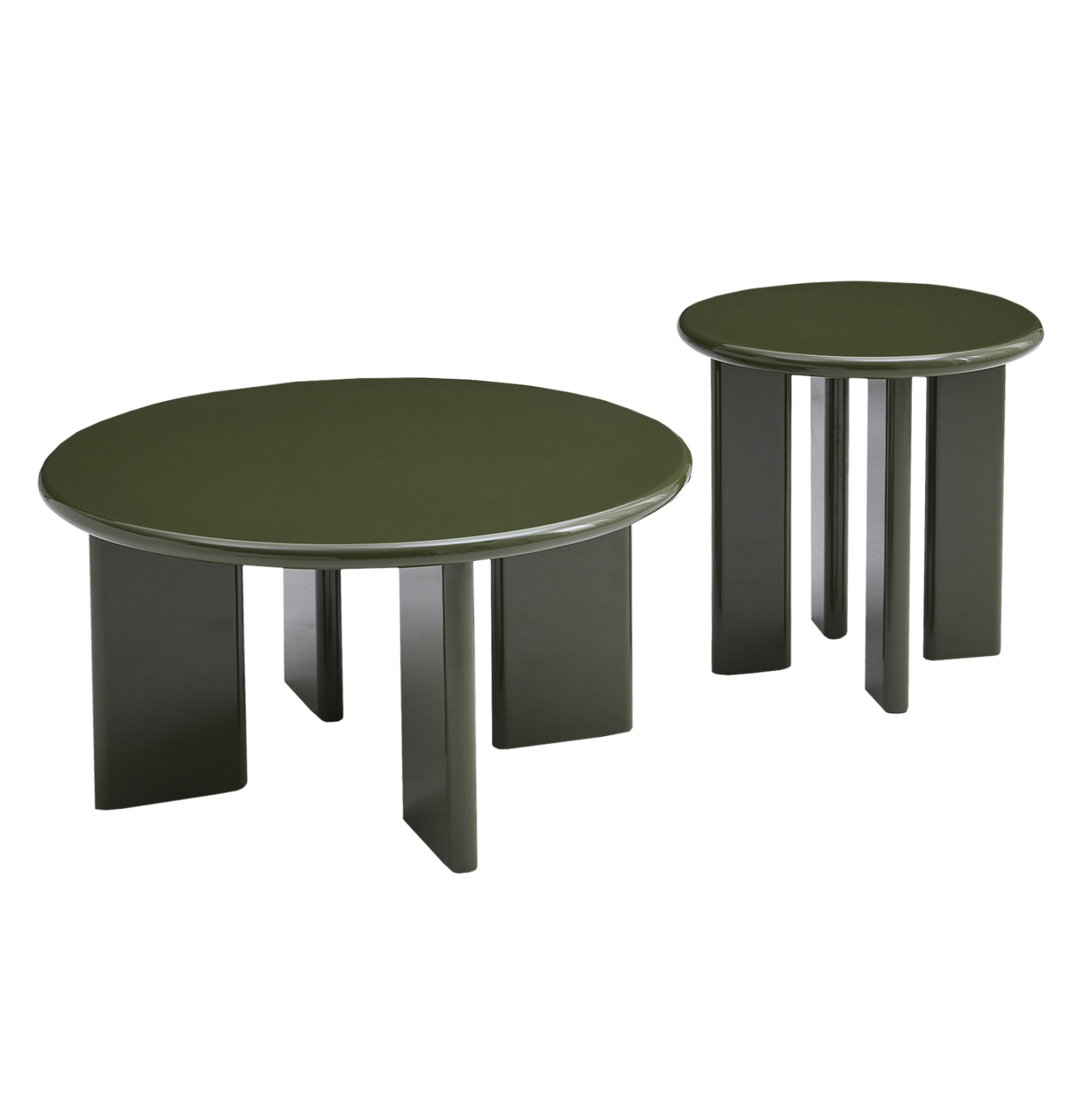 HM18452.07 ΣΕΤ 2 ΤΡΑΠΕΖΙΑ ΣΑΛΟΝΙΟΥ FLIX HM18452.07 MDF ΣΕ GLOSSY ΠΡΑΣΙΝΟ Φ80 & Φ50εκ - Image 1
