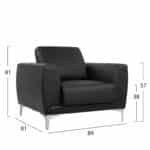 ΣΕΤ ΣΑΛΟΝΙΟΥ 3ΤΜΧ KENZIE ΜΕ ΜΑΥΡΟ PU HM10329.02 - Image 3