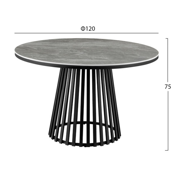 ΤΡΑΠΕΖΙ CHARM HM18465.03 SINTERED STONE ΣΕ ΓΚΡΙ ΜΑΡΜΑΡΟ--ΜΑΥΡΗ ΒΑΣΗ Φ120x75Υεκ - Image 2