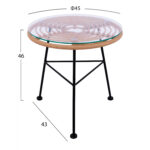 ΤΡΑΠΕΖΙ ΜΕΤΑΛΛΙΚΟ ALLEGRA HM5459 ΜΕ WICKER ΜΠΕΖ ΚΑΙ ΓΥΑΛΙ Φ45Χ46Υεκ. - Image 2