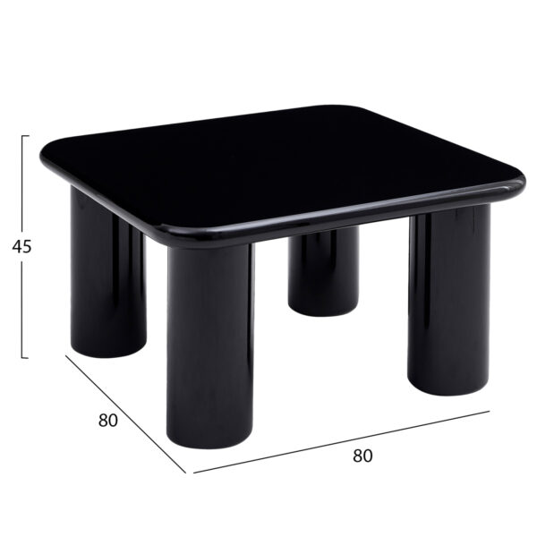 ΤΡΑΠΕΖΙ ΣΑΛΟΝΙΟΥ SOLNA HM18453.02 MDF ΣΕ GLOSSY ΜΑΥΡΟ 80x80x45Υεκ - Image 2