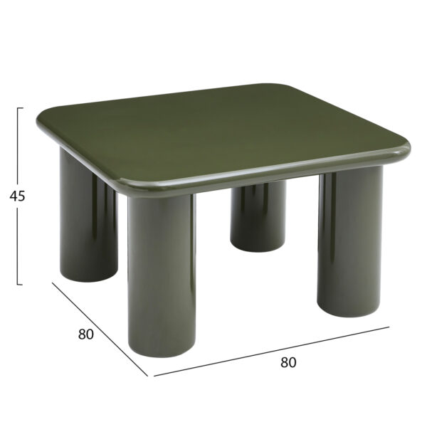 ΤΡΑΠΕΖΙ ΣΑΛΟΝΙΟΥ SOLNA HM18453.07 MDF ΣΕ GLOSSY ΠΡΑΣΙΝΟ 80x80x45Υεκ - Image 2