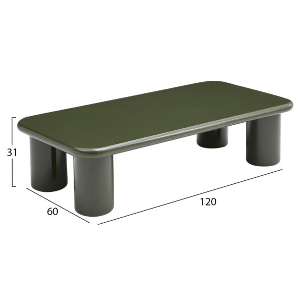 ΤΡΑΠΕΖΙ ΣΑΛΟΝΙΟΥ SOLNA HM18454.07 MDF ΣΕ GLOSSY ΠΡΑΣΙΝΟ 120x60x31Υεκ - Image 2