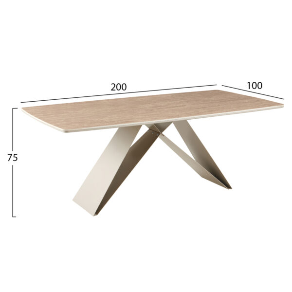 ΤΡΑΠΕΖΙ ΤΡΑΠΕΖΑΡΙΑΣ CATAN HM18464.04 SINTERED STONE TOP IN TRAVERTINE 200x100x75Υεκ - Image 2