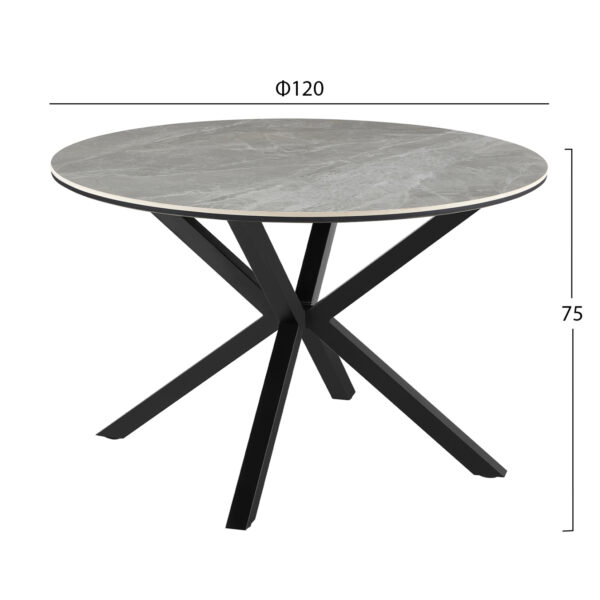 ΤΡΑΠΕΖΙ ΤΡΑΠΕΖΑΡΙΑΣ ΣΤΡΟΓΓΥΛΟ ERAGON HM18460.03 SINT. STONE ΣΕ ΓΚΡΙ ΜΑΡΜΑΡΟ Φ120x75Υεκ - Image 2