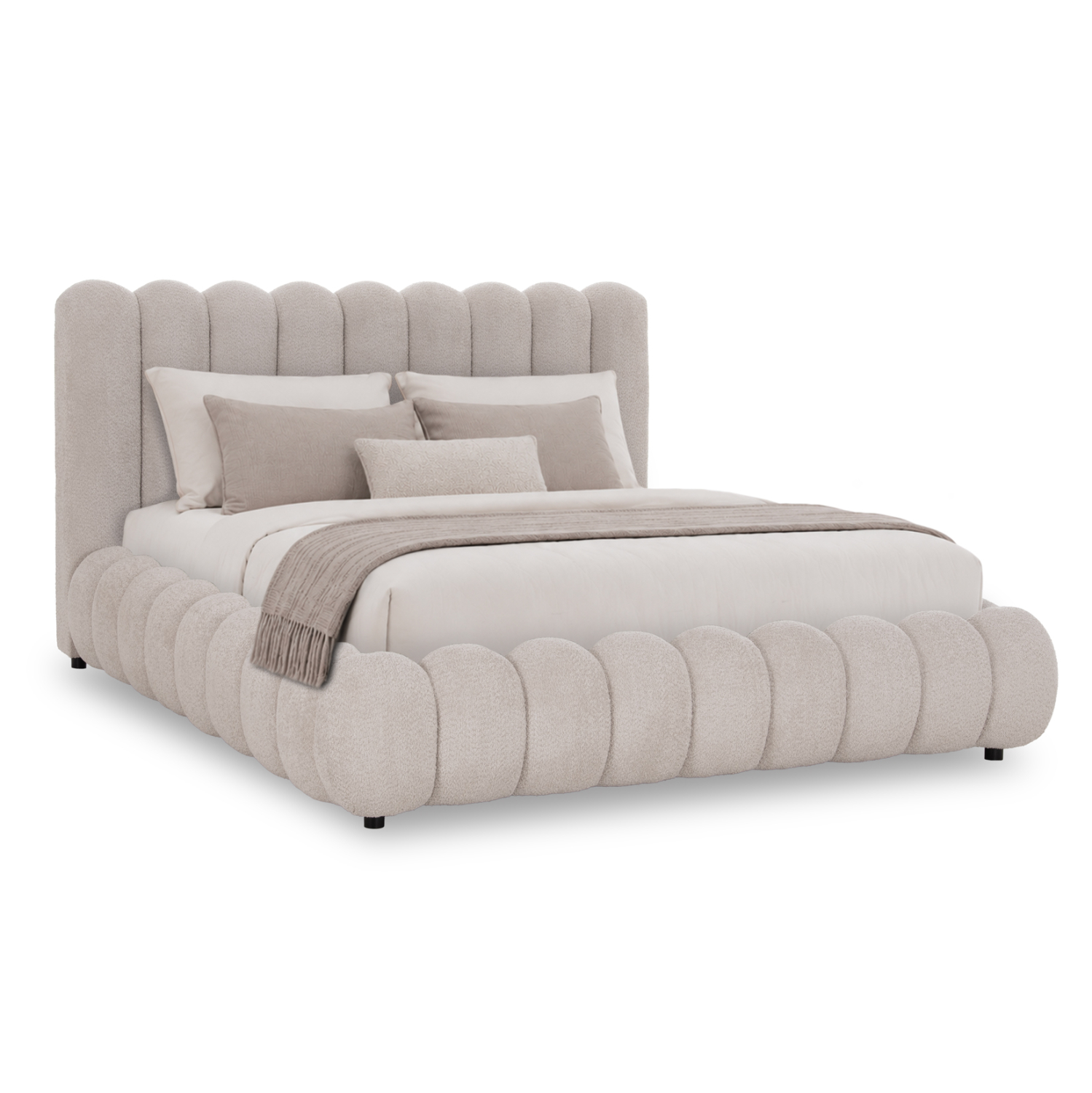 SM758.03 ΚΡΕΒΑΤΙ ΥΠΕΡΔΙΠΛΟ BUBBLE SM758.03 ΜΠΕΖ CHENILLE ΥΦΑΣΜΑ ΓΙΑ ΣΤΡΩΜΑ 180x200εκ - Image 1