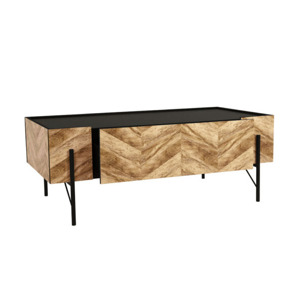 PARKE COFFEE TABLE ΜΑΥΡΟ ΦΥΣΙΚΟ ΜΕ PATTERN ΜΑΥΡΟ 120x63x45cm 04-0513 - Image 3