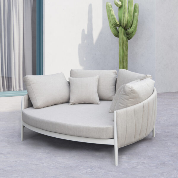 DAYBED 2ΘΕΣΙΟ MAVERICK HM6216.02 ΑΛΟΥΜΙΝΙΟ ΚΡΕΜ-ΜΠΕΖ OLEFIN & STRAPS 164x144x70Υ - Image 2