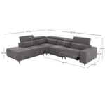 ΚΑΝΑΠΕΣ ΑΡΙΣΤΕΡΗ ΓΩΝΙΑ 5Θ ΜΕ RECLINE LUNARIS HM3316.01L ΓΚΡΙ ΥΦΑΣΜΑ 307x267x94Yεκ - Image 2