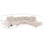 ΚΑΝΑΠΕΣ ΔΕΞΙΑ ΓΩΝΙΑ 5Θ ΜΕ RECLINE LUNARIS HM3316.02R ΕΚΡΟΥ ΥΦΑΣΜΑ 307x267x94Yεκ - Image 2