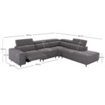 ΚΑΝΑΠΕΣ ΔΕΞΙΑ ΓΩΝΙΑ 5Θ ΜΕ RECLINE LUNARIS HM3316.01R ΓΚΡΙ ΥΦΑΣΜΑ 307x267x94Yεκ - Image 2