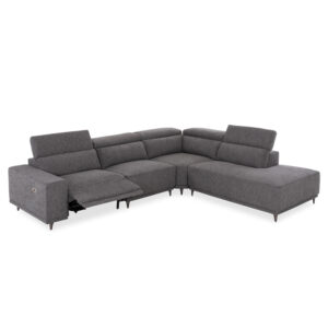ΚΑΝΑΠΕΣ ΔΕΞΙΑ ΓΩΝΙΑ 5Θ ΜΕ RECLINE LUNARIS HM3316.01R ΓΚΡΙ ΥΦΑΣΜΑ 307x267x94Yεκ