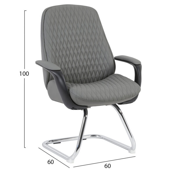 ΚΑΡΕΚΛΑ ΕΠΙΣΚΕΠΤΗ VELUM-s HM1235.10 ΓΚΡΙ PU--ΒΑΣΗ ΧΡΩΜΙΟΥ 71x60x100Υεκ. - Image 2
