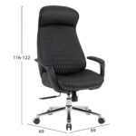 ΚΑΡΕΚΛΑ ΓΡΑΦΕΙΟΥ VELUM HM1233.01 ΜΑΥΡΟ PU--ΒΑΣΗ ΧΡΩΜΙΟΥ 71x69x116-122Υεκ. - Image 2