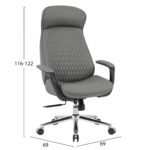 ΚΑΡΕΚΛΑ ΓΡΑΦΕΙΟΥ VELUM HM1233.10 ΓΚΡΙ PU--ΒΑΣΗ ΧΡΩΜΙΟΥ 71x69x116-122Υεκ. - Image 2