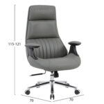 ΚΑΡΕΚΛΑ ΓΡΑΦΕΙΟΥ HM1234.10 ΓΚΡΙ PU--ΒΑΣΗ ΧΡΩΜΙΟΥ 73x70x115-121Υεκ. - Image 2