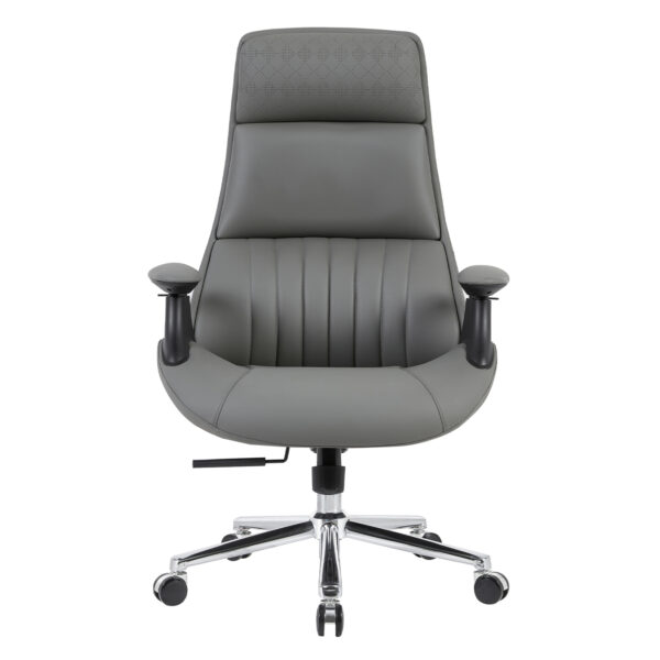 ΚΑΡΕΚΛΑ ΓΡΑΦΕΙΟΥ HM1234.10 ΓΚΡΙ PU--ΒΑΣΗ ΧΡΩΜΙΟΥ 73x70x115-121Υεκ. - Image 3