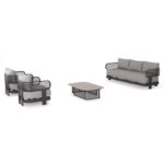 ΣΕΤ ΣΑΛΟΝΙ ΕΞ.ΧΩΡΟΥ 4ΤΜΧ AURA HM6193.01 ΣΚΟΥΡΟ ΓΚΡΙ ΑΛΟΥΜΙΝΟ--ΓΚΡΙ OLEFIN ΥΦΑΣΜΑ-ΠΕΤΡΑ - Image 4