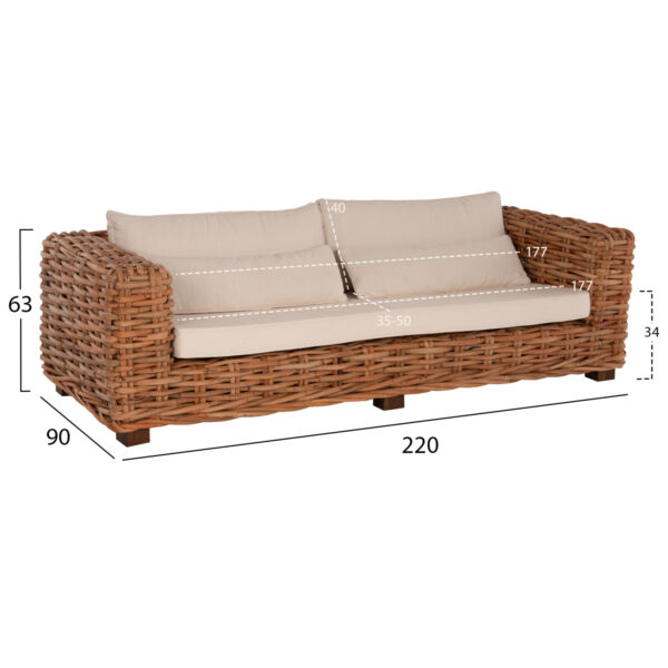 ΣΕΤ ΣΑΛΟΝΙ ΕΞ.ΧΩΡΟΥ TROPEL HM9656 4ΤΜΧ ΦΥΣΙΚΟ RATTAN-ΞΥΛΟ ΜΑΟΝΙ-ΛΕΥΚΑ ΜΑΞΙΛΑΡΙΑ - Image 2