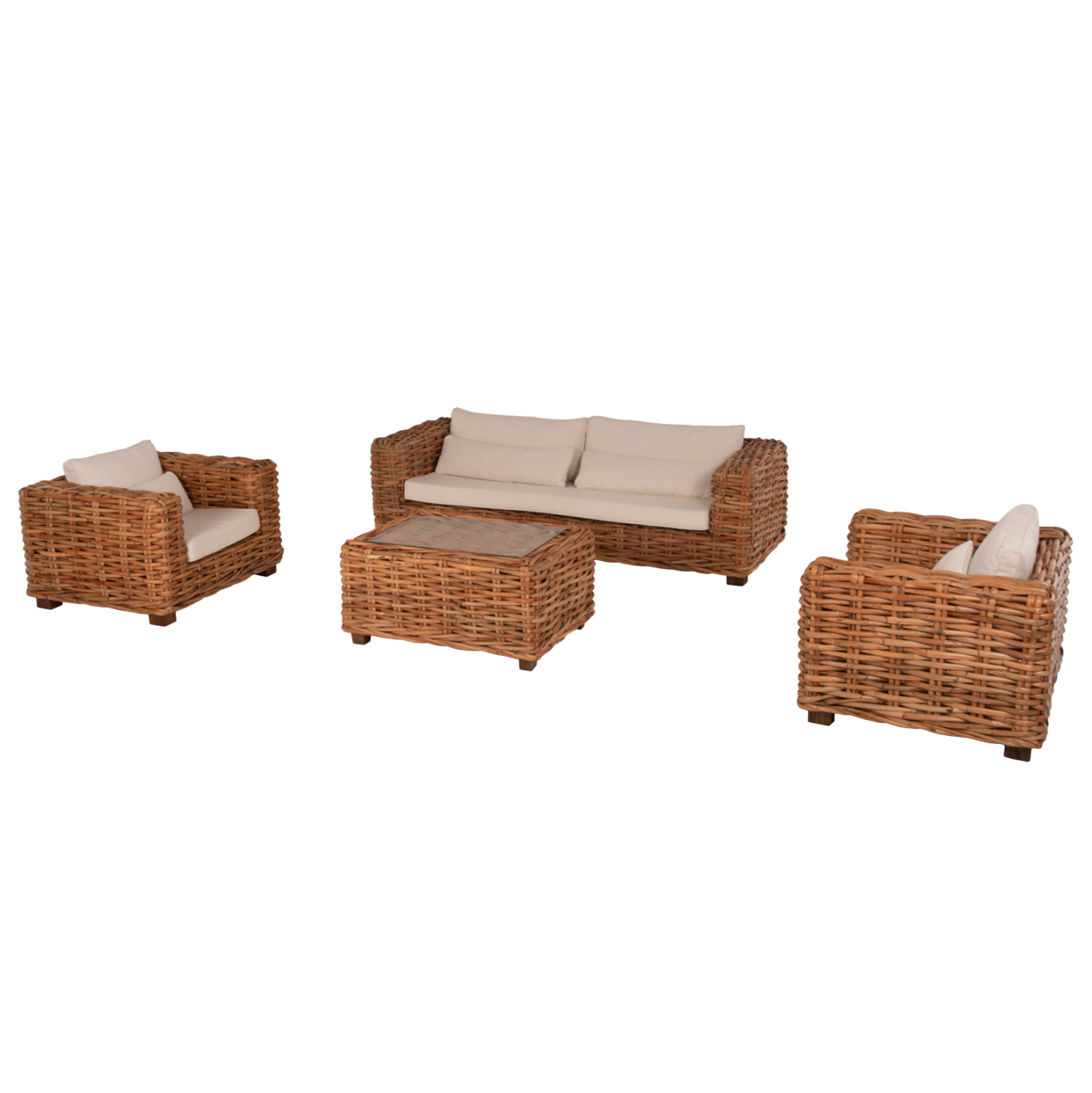 HM9656 ΣΕΤ ΣΑΛΟΝΙ ΕΞ.ΧΩΡΟΥ TROPEL HM9656 4ΤΜΧ ΦΥΣΙΚΟ RATTAN-ΞΥΛΟ ΜΑΟΝΙ-ΛΕΥΚΑ ΜΑΞΙΛΑΡΙΑ - Image 1