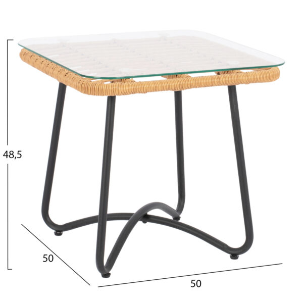 ΤΡΑΠΕΖΙ ΜΕΤΑΛΛΙΚΟ GERRY HM5717 ΜΕ WICKER ΜΠΕΖ 50x50x48,5 εκ. - Image 2