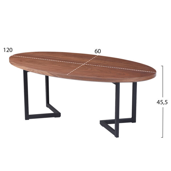 ΤΡΑΠΕΖΙ ΣΑΛΟΝΙΟΥ HM9468.02 MDF ME ΚΑΠΛΑΜΑ ΑΠΟ ΞΥΛΟ ΦΡΑΞΟΥ 120x60x45,5Yεκ. - Image 2